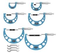 Proster Micromètre Extérieur 0-150mm 6 Pièces - Outside Micrometer Mécanique 0,01mm avec Ratchet Stop, Satin Chrome & Échelle Laser, Kit Professionnel avec Étandards d’Étalonnage et Boîte pour Atelier