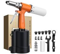 Proster Riveteuse Pneumatique 1780KGF 5 Embouts 2.4-6.4mm pour Automobile | Course MAX 16mm, Raccord 1/4", Compatibles Avec Rivets En Aluminium, Acier Inoxydable et Fer pour Ateliers Construction
