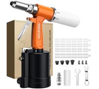 Proster Riveteuse Pneumatique Hydraulique 1408KGF Professionnelle avec 4 Embouts (2.4/3.2/4.0/4.8mm) - Pistolet à Riveter à Air avec 500 Rivets Inclus pour Carrosserie/Atelier/Construction
