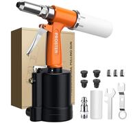 Proster Riveteuse Pneumatique Hydraulique 1408KGF Professionnelle avec 4 Embouts (2.4/3.2/4.0/4.8mm) - Pistolet à Riveter à Air Compatible Aluminium et Acier pour Carrosserie/Atelier/Construction