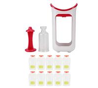 Prosxylate Système de pressage et de conservation Squeeze Station, presse-purée pour fruits destiné aux enfants, moulin à aliments portable avec 10 sachets, base antidérapante pour une (Rose Rouge)