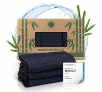 Protea Lot de 3 torchons en bambou anthracite - Absorbants et réutilisables - Essuie-tout de rechange - Chiffon sec - Chiffon de nettoyage - Lavables - Durables - Respectueux de l'environnement