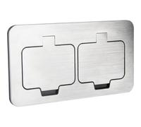 Protec - Prise de Sol Étanche Carrée Double 16A 2P+T IP55 - Métal Brossé - Ouverture Clapet 128° avec Boîte d'Encastrement Incluse - Design Élégant - 2 Postes