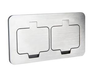 Protec - Prise de Sol Étanche Carrée Double 16A 2P+T IP55 - Métal Brossé - Ouverture Clapet 128° avec Boîte d'Encastrement Incluse - Design Élégant - 2 Postes