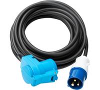 Protec Prolongateur Schuko/CEE P17 10 m IP44 | Câblage et alimentation - extension Schuko CEE P17 10 m IP44, noir et bleu, Type F : prise Schuko avec contacts de terre