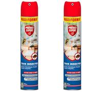 PROTECT EXPERT 2 Aérosols Insectes Volants & Rampants - 2x750ml | Moustiques, Mites, Fourmis, Puces - Action Curative & Préventive - Foudroyant - VOLRAMP750NX2