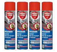 PROTECT EXPERT 4 Aérosols Anti Guêpes & Frelons - 4x600ml - Mousse & Jet Longue Portée Jusqu’à 3 Mètres - Action Choc