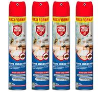 PROTECT EXPERT 4 Aérosols Insectes Volants & Rampants - 4x750ml | Moustiques, Mites, Fourmis, Puces - Action Curative & Préventive - Foudroyant - VOLRAMP750NX4
