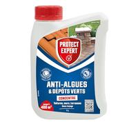 PROTECT EXPERT Anti Algues Dépôts Verts Concentré 1L - Jusqu'à 400m² | Pour Toitures Terrasses Murs Façades - Protection Longue Durée 6 Mois - Sans Rinçage Efficace - DIMAX1