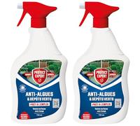 PROTECT EXPERT Anti Algues Lichens 2 Pulvérisateurs Prêt à l'Emploi 2x750ml | Pour Toitures Terrasses Façades Murs - Anti-Dépôt Vert - Nettoyant Efficace Surfaces Extérieures - DIMAXPAL1X2