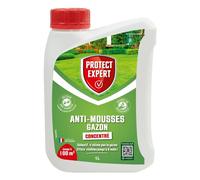 PROTECT EXPERT Anti-Mousses Gazon - 1L - Jusqu'à 100m² - Sélectif - Efficacité Longue Durée 6 Mois - Action Reverdissante