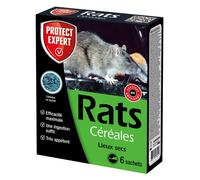 PROTECT EXPERT Anti Rat 150 g | 6 sachets Céréales prêt à l'emploi | Efficacité Maximale | Très Appétent | Une Ingestion Suffit