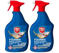PROTECT EXPERT Sprays Anti-Fourmis Interieur & Extérieur Prêt Emploi 2x1L | Action Choc & Longue Durée - Effets Visibles Dès La 1ère Heure - DTMAL1X2