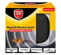 Protect Expert – Répulsif ultrason pour souris ULTRASOU – Sans accoutumance, 80 m², 24h/24 – Noir