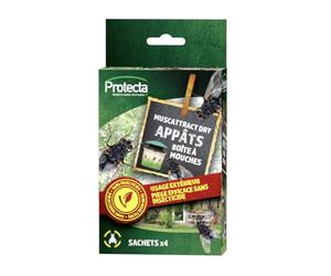 Protecta® - 4 Appâts Mouches - Recharge Boîte à Mouches Réutilisable - Poudre Mouillable Efficace - Solution Anti-Mouches pour Extérieur et Abords de Maison - Sans Insecticide