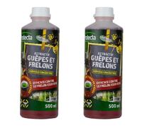 PROTECTA Attractif Guêpes, Frelons et Mouches - Liquide pour piège Guêpes/Protection Naturelle et Efficace - Concentré à diluer, peut être utilisé dans tous types de pièges - 2x500ml