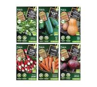 PROTECTA - Lot 6 de graines de légumes d'automne BIO françaises - Semences reproductibles origine France - Haute germination - Betterave, Carotte, Courgette, Laitue, Navet, Radis