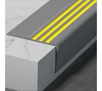 Protecteur de bord d'escalier antidérapant auto-adhésif, garniture de marche en forme de L en caoutchouc flexible 1 pièce(Gray A,L 12m)