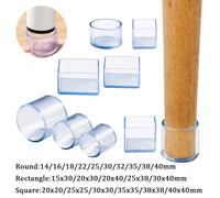 Protecteur de pieds de meubles, 8 à 16 pièces, transparent, couvre-pieds de Table et de chaise, capuchon en Silicone résistant à l'usure, protection du sol Rectangle 25x38mm