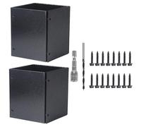 Protecteur de Poteau Noir en Acier Inoxydable 2 Ensembles | Support Réglable, Protège le Bas du Montant, Usage Terrasse et Boîte aux Lettres, Finition Métal Noir