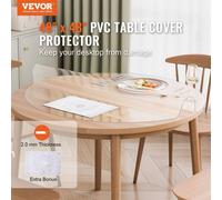 Protecteur de table en PVC Protecteur de bureau rond en plastique transparent de 48 pouces, épaisseur 2,0 mm