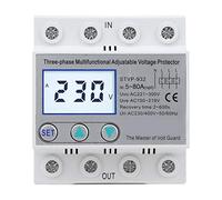 Protecteur de Tension, STVP-932 230V/400V AC Protecteur de Tension Réglable, Protecteur de Surtension Triphasé à RéInitialisation Automatique Multifonction(80A)