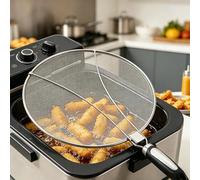Protection anti-éclaboussures en acier inoxydable - 29 cm - Maille fine et poignée pliable - Protection universelle contre les éclaboussures de graisse pour poêles et casseroles - Protection de poêle