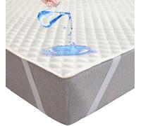 Protection de matelas imperméable Ibenzoa® 140 x 200 cm – Microfibre respirante, membrane TPU, rembourrage en fibres creuses, élastiques d'angle jusqu'à 30 cm, lavable à 60°C