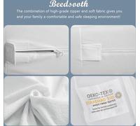 Protection de matelas imperméable Unyqoos® avec fermeture éclair, anti-acariens et anti-fuites, filmPolyuréthanerespirant, surface en polaire, dimensions 90 x 190 cm, hauteur 20 cm