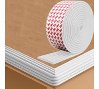 Protection des bords de table autocollante - 5 m - Largeur : 8 cm - Épaisseur : 0,8 cm - Protection des bords de table - Mousse pour panneaux de table en verre - Blanc - 5 m