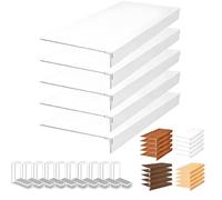 Protection d'étagère métallique blanche 34 x 16 x 2 po avec 10 protections d'angle - Protection d'étagère métallique durable pour organiser les petits objets dans les placards, la cuisine, l