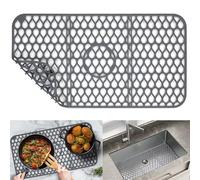 Protection d'évier en silicone pour évier de cuisine - Tapis d'évier de cuisine extra large 66 x 35,6 cm pour fond d'évier - Résistant à la chaleur, passe au lave-vaisselle, grille d'évier