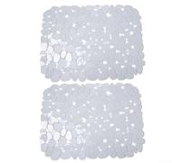 Protection Évier Cuisine PVC 30x40cm Pack de 2 - Tapis Antidérapant Texture Galets pour Vaisselle - Insert Évier Découpable avec Trous Drainage Anti-éclaboussures(transparent)