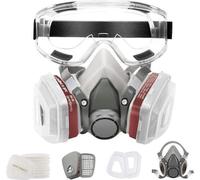 Protection faciale universelle - Masque facial avec filtres de rechange et lunettes de sécurité pour les travaux de peinture et de ponçage