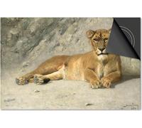 Protection induction 78x52 - plaque de recouvrement induction mat- Dietrix Protection de table de cuisson- Exclusif - Maîtres anciens - Jan van Essen Tableau Le lion au repos