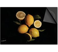 Protection induction 78x52 - plaque de recouvrement induction mat- Dietrix Protection de table de cuisson- Exclusif - Fruits et légumes - Citrons sur noir