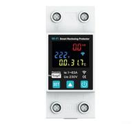 Protection intelligente refermable de courant 1-63 A réglable avec mesure, disjoncteur WiFi pour Tuya, protection contre les fuites et les surtensions, gris