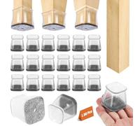 Protection Pied de Chaise Carré, 30Pcs Patin de Chaise, Protections de Sol en Silicone Transparent pour Sols en Bois Dur et Carrelage, pour Pieds de Chaise avec Patins en Feutre