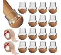 Protection Pied de Chaise Silicone, 16 Pcs Patins pour Chaises Rond, Protege Embout Pied de Chaise Inclinés avec Feutre, Tampon Chaise avec 2 Bande Feutre, Réduire Les Rayures et Bruit(Fit: 14-19mm)