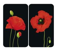 Protection plaque de cuisson en verre - WENKO - Coquelicot - lot de 2 - 30x52 cm - Verre trempé antidérapant