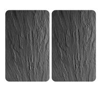 Protection plaque de cuisson - WENKO - Ardoise - Verre trempé - Lot de 2 - 30x52 cm - Gris