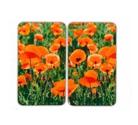 Protection plaque de cuisson - WENKO - Champ de coquelicots - Verre trempé - Lot de 2 - Multicolore
