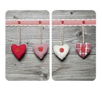 Protection plaque de cuisson - WENKO - Coeur - Verre trempé - 30x52 cm - Lot de 2