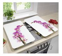 Protection plaque de cuisson - WENKO - Orchidées - Verre trempé - Lot de 2 - 30x52 cm
