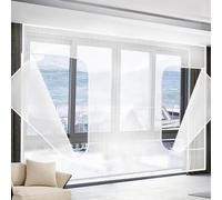 Protection Privée Translucide,Imperméable et Coupe-vent,130x130cm | Film Isolant Fenêtre vitre double couche PVC Rideau Isolant Thermique pour salon chambre balcon véranda bureau,Réutilisable