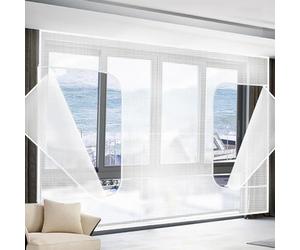 Protection Privée Translucide,Imperméable et Coupe-vent,150x150cm | Film Isolant Fenêtre vitre double couche PVC Rideau Isolant Thermique pour salon chambre balcon véranda bureau,Réutilisable