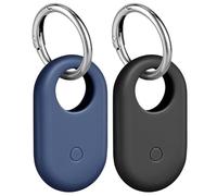 Protection Samsung SmartTag 2 - 2, Silicone antichoc anti-rayures, Portable porte-clés - Noir/bleu Étiquette