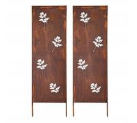 Pare-vue métal lot de 2 160 x 50 cm déco jardin rouille noble rostotique fleurs