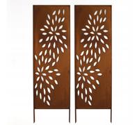 Pare-vue métal lot de 2 160 x 50 cm jardin coupe-vent déco rouille noble rost...