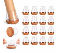 Protections Pieds de Chaise, 16 Pièces Protecteurs de Sol en Silicone | Transparent avec Feutre enveloppé, Convient aux Sols Bois, Carrelage et Stratifié, diamètre 21-30mm